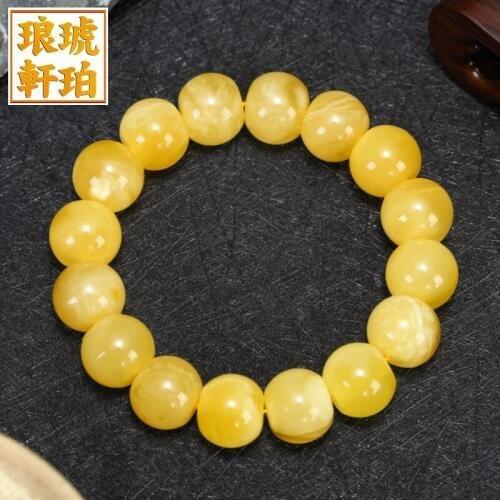 Beeswax hand series of mens and womens natural Huang Mi single drum circle apple bead bead white circle hand string