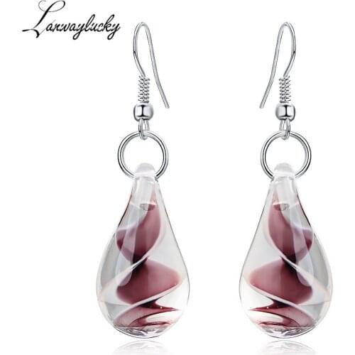 Murano Glass Pendent Earrings Lampwork Water Drop Dangle Earrings Women Costume Jewelry Charm Gifts Wedding Birthday Eardrop