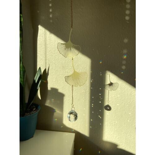 Suncatcher Large Ginko Leaf Window Crystal Prism,home decor gift, lightcatcher//Window Hanging Gifts-Home Protection gift