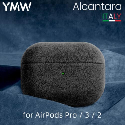 YMW ALCANTARA Case for AirPods Pro Luxury Artificial Leather Cases for AirPods 2 & 1 Wireless Bluetooth Headset Turn fur Cover