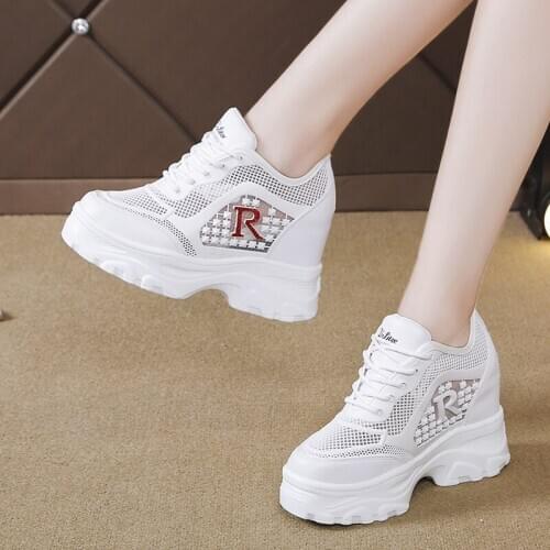 2020 New Summer White Mesh Breathable Women Sneakers Shoes Dropshipping Fashion Thick Bottom Platform Casual Shoes Woman Zapatos