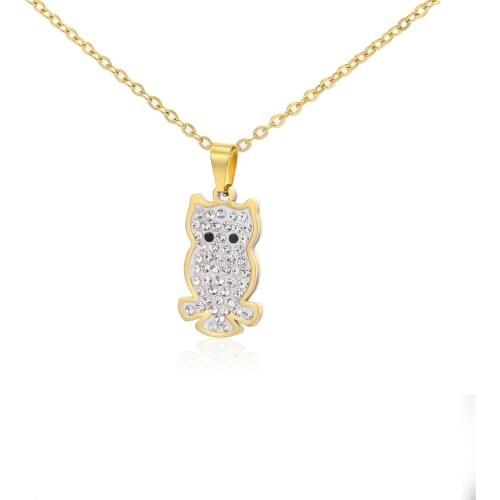 Stainless Steel Crystal animal adjustable Pendant Necklace for Women Choker owl charm Jewelry Necklaces gifts for women