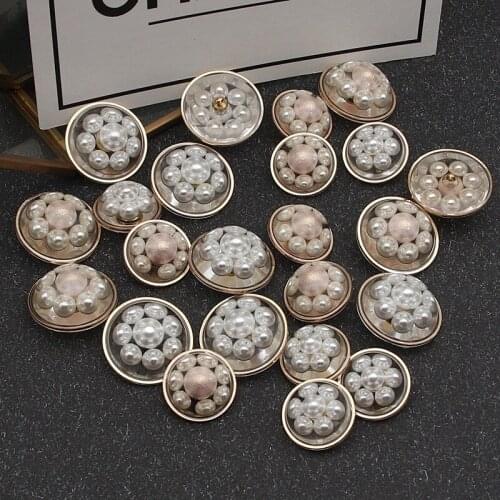 10pcs/bag High Quality Fashion Pearl Metal Buttons DIY Woolen Coat Trench Coat Jacket Shirt Ladies Style Buttons
