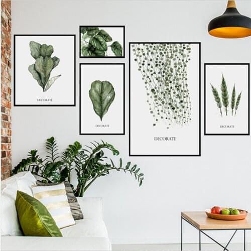 14 styles Green Leaves Wall Stickers for Bedroom Living room Dining room Kitchen Kids room DIY Vinyl Wall Decals Door Murals