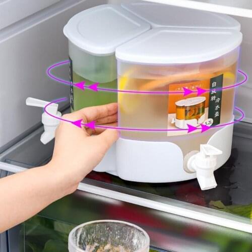 3 Grid Large Capacity 5.2L Cold Water Kettle Pot with Faucet Refrigerator Water Juice Drink Dispenser Tank