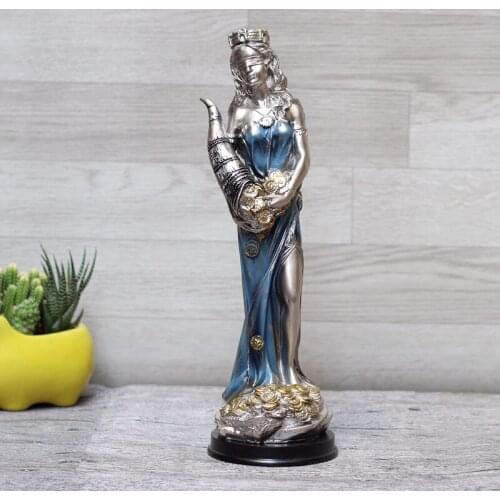 34CM GREEK FORTUNE GODDESS ART SCULPTURES DECORATES LUCKY WEALTH FORTUNE FIGURINES HOME DECOR ACCESSORIES RESIN CRAFT GIFT R5172