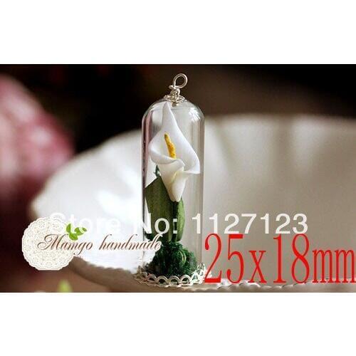 50sets 25x18MM Glass globe pendant with Top Hole(Assorted pendant base colors),display tubes Shadow Box Pendant