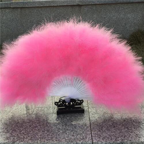 50pcs Soft Thick Fluffy Lady Burlesque Wedding Hand Fancy Dress Costume Folding Feather Fan Party Dance Props ZA4968