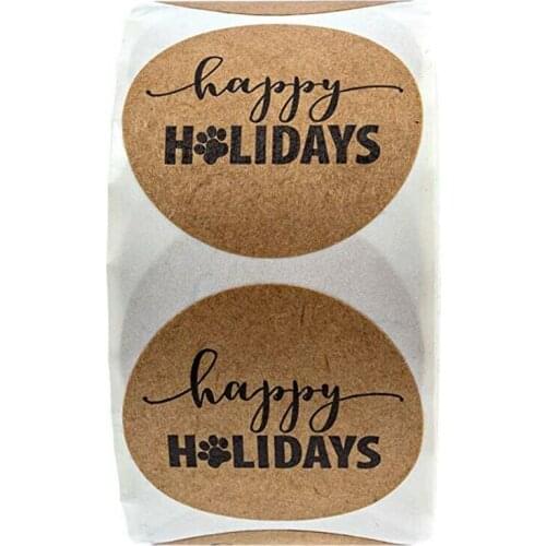 500PCS Happy Holiday Stickers Seals DIY Craft Lables Wedding Favours Christmas Tags