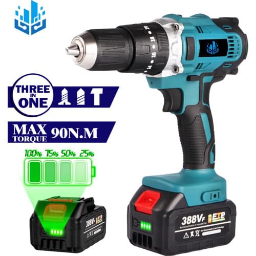 18V Cordless Electric Impact Drill 13mm Electric Hammer Drill 3 in 1 Electric Screw Driver Power Tool for Makita 18V Battery