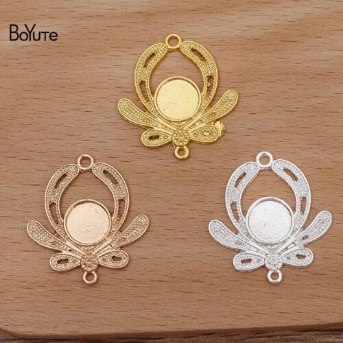 BoYuTe (20 Pieces/Lot) 29*32MM Alloy Flower Pendant with 10MM Cabochon Base Factory Supply DIY Handmade Jewelry Accessories