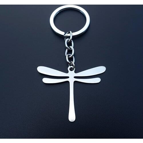 Insect Dragonfly Keyring Stainless Steel Keychains Simple Fashion Jewerly Gift For Children