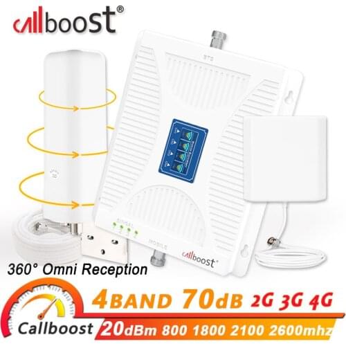 Callboost quad band cellular amplifier gsm 2g 3g 4g sigal booster 800 1800 2100 2600 amplifier 4g mobile signal internet antenna