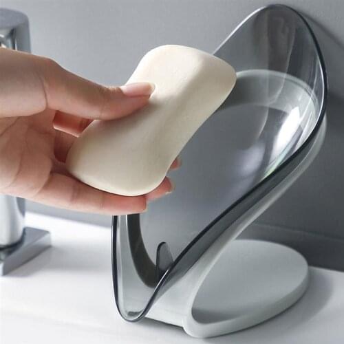 Leaf Shape Soap Box Bathroom Soap Holder Kitchen Dish Storage Box Non-slip Drain Soap Storage Case Container Bathroom accessorie