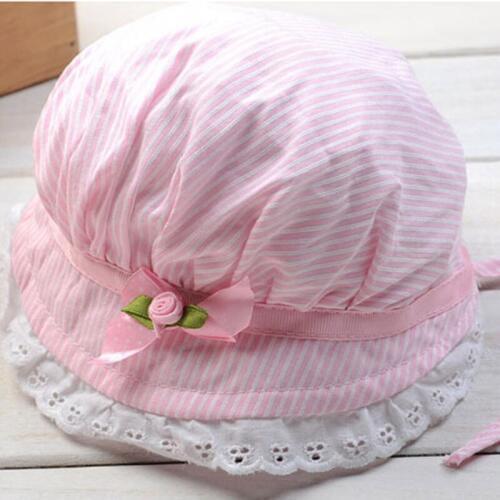 Baby Caps Lovely Lace Bowknot Summer Girl Hat Childrens Baby Striped Sun Hat Cap For Kid Chirldren
