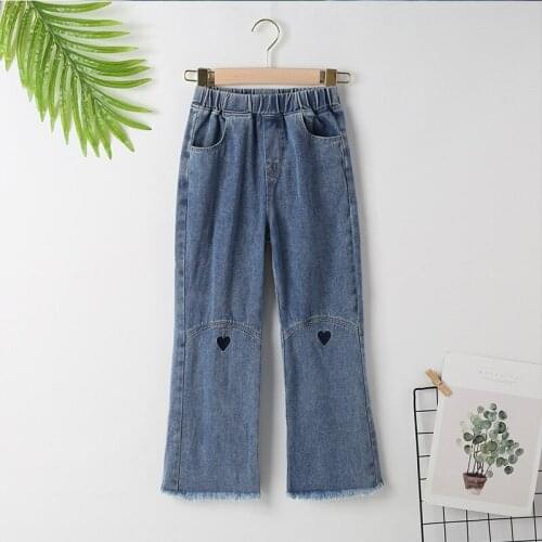 Teen For Girls Jeans Childrens Pants Girl Spring Autumn Clothes Kids Jeans Casual Style Babys Clothing Heart Pattern Trouser