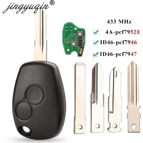 Jingyuqin10x 2BTNRemote Car Key For Renault Duster Modus Clio 3 Twingo DACIA Logan Sandero 433Mhz PCF7947 PCF7946 pcf7952E Chip