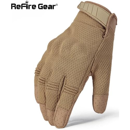 ReFire Gear Touch Screen Camouflage Tactical Gloves Men Hard Knuckle Army Military Gloves Breathable Full Bicycle Combat Mittens