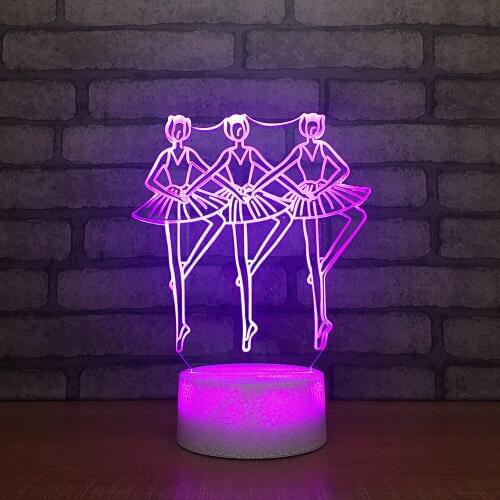 Colorful 3D Night Lights Usb Balle Girl LED Desk Lamp Holiday Atmosphere Gifts Touch Switch For Girl Bedroom Decor Gift