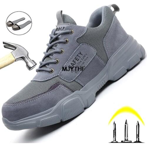 2021 New Work Sneakers Men Steel Toe Cap Safety Shoes Breathable Indestructible Shoes Anti-smash And Anti-puncture Work Shoes