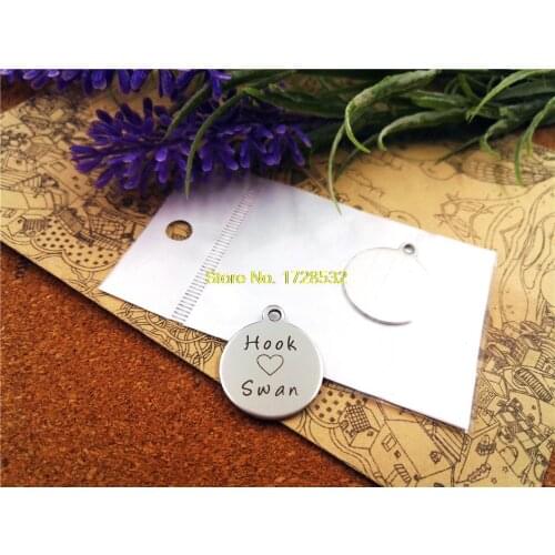 20pcs--20mm stainless steel circle round "Hook heart Swan "one side DIY Charms Pendants