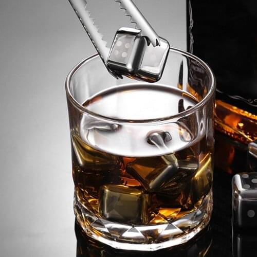 1 Set Ice Cubes Anti-rust Exquisite Anti-deformation Reusable Stainless Steel Quick Cooling Whiskey Chilling Stones for Barware