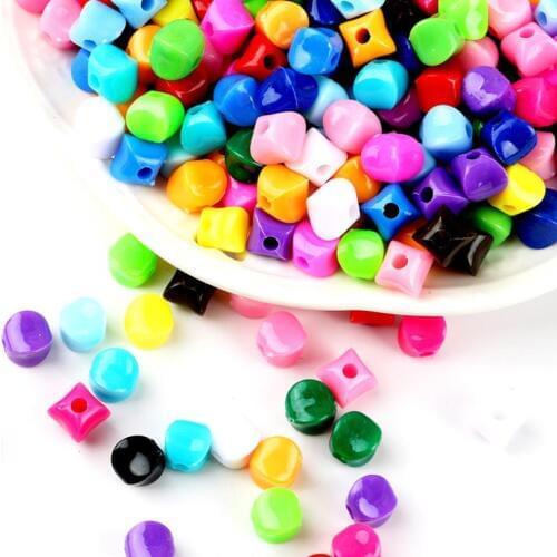 100pcs/pack Acrylic Square Beads 10mm Solid Color Loose Spacer Beads for DIY Bracelet Jewelry Making Children Handcraft
