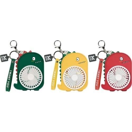 M5TE Pocket Portable Keychain Fan Cartoon Dinosaur Portable USB Charging Cooling Fan for Kids Toddler School Outdoor Travel