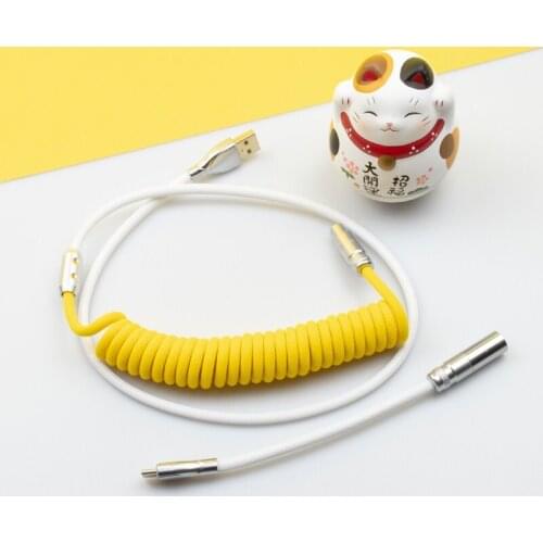 WOWLAB Hand-made Customized Mechanical Keyboard Keycap Line USB Spiral Spring Line Multi-color Type-c Mini Usb Connector