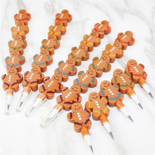 2pcs Non-sharpening Snowman Pencils Pen Cap Students Writing Pens School Stationery Pencil for Kids Christmas Office Supplies