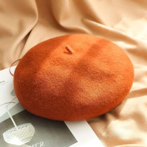 2020 New Personalized Solid-color Lady Beret Wholesale Autumn/winter Sheep Fashion Casual Wool Warm Lady Hat