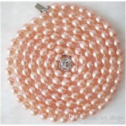 New long 36" 6mm Japan Pink Coral Round Beads GP Clasp Necklace AAA>>> free shipping