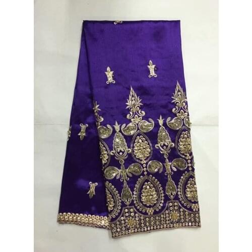 New Popular Designs Beaded Sequin Fabric 5 Yards African George Lace Fabric High Quality Nigerian Indian Silk George Lace Fabric