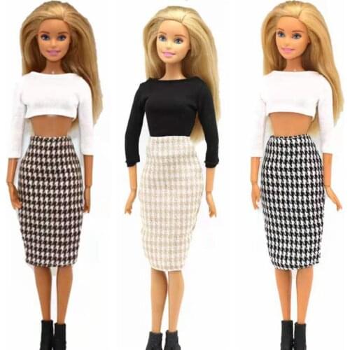 1/6 BJD Doll Clothes Houndstooth Plaided Skirt for Barbie Dress Princess Outfits 11.5" Dolls Accessories for Barbie Clothes Toys