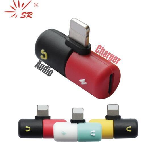 SR Audio Charging Listening Calling Connector Adapter For iPhone 11 12 8 7 Plus XR XS Double Lighting Headphone Splitter AUX