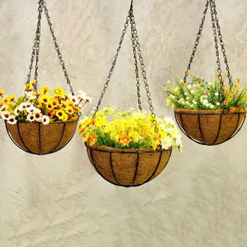 Hanging Coconut Vegetable Flower Pot Basket Liners Planter Garden Decor Iron Art