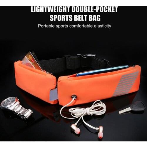 Outdoor Sports Waist Bag TPU Phone Anti-theft Pack Belt Bags Portable Double-Pocket Adjustable Belt Pack Fitness Accessories