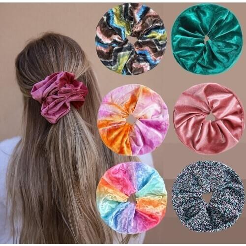 Oversized Large Intestine Rubber Hair Ties Elastic Hair Band Girl Ponytail Holder Satin Velvet Scrunchies Women Hair Accessories