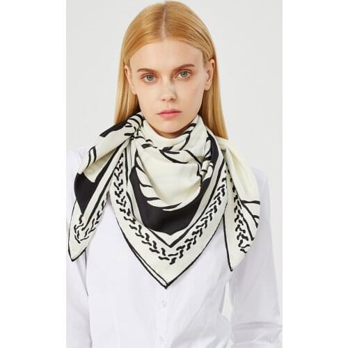 90cm Luxury Square Scarf Brand Twill Silk Scarves Women Cartoon Horse Hijab Head Scarf Handmade Curled Design Bandana For Ladies