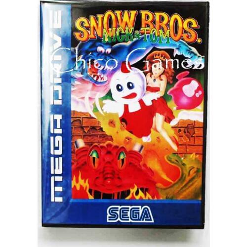 Sega MD games card - Snow Bros Nick Tom for Sega MegaDrive Video Game Console 16 bit MD card