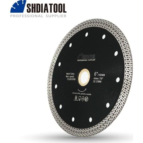 SHDIATOOL 1pc Dia 6" Hot pressed sintered Mesh Turbo Diamond Saw blade 150mm Dry or Wet Cutting Disc For Stone Hard material