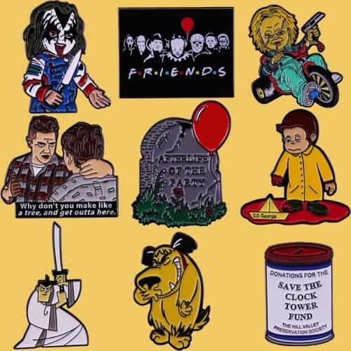 SP1576 Back to Future Horror Movie Halloween Metal Enamel Pins and Brooches for Lapel Pin Backpack Bags Badge Collection Gifts