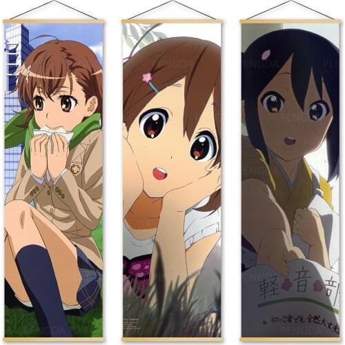 Wall Artwork K-ON Canvas Pictures Painting Print Music Poster Solid Wood Hanging Scrolls Japansese Anime Role Home Decoration