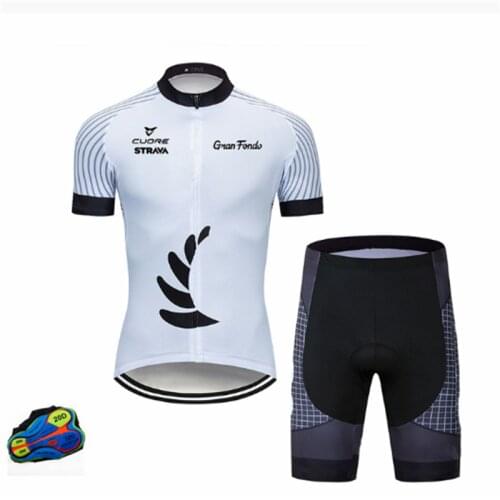 STRAVABreathable Men Short Sleeve shirt Bike bib shorts 20D Gel Road Bike Short Sleeve Clothing Mens Mtb Jersey Set pad Jersey