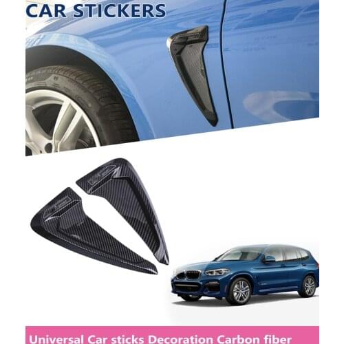 Universal Car accessories Car stickers Decoration Carbon fiber & Black Car Both Side Leaf Plate Fender Air Vent Cover For BMW