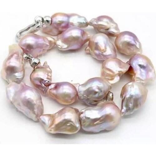 Gorgeous 20-25 mm baroque pink Purple pearl necklace 18"