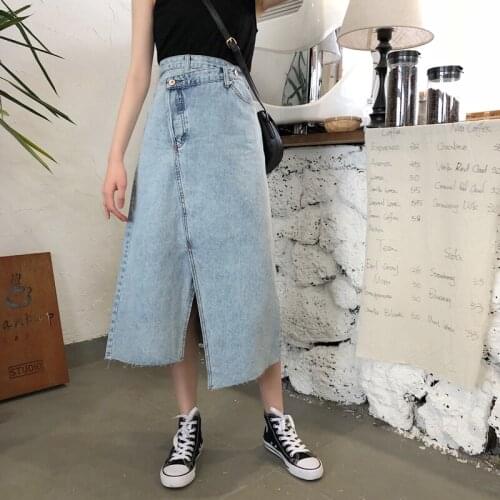 Spring Autumn Fashion Casual Denim Jeans High Waist Korean Women a-line Skirt School Female Harajuku Skirts Womens Clothes Rok