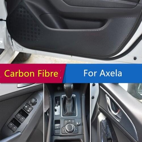 Carbon Fibre Gear Door Window Switch Handle Air Outlet Protective Sticker For Mazda Axela 2017 18 19 CAB309