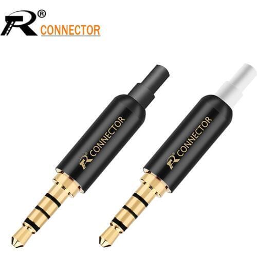 10pcs Jack 3.5mm Stereo 4 Pole Male Plug +Tail Plug clamps for DIY Headset Earphone or Used for Repair Earphone