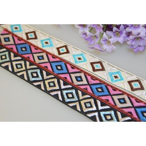 10 yards/lot wide 2.1cm Woven Jacquard Ribbon geometry quadrangle rhombus